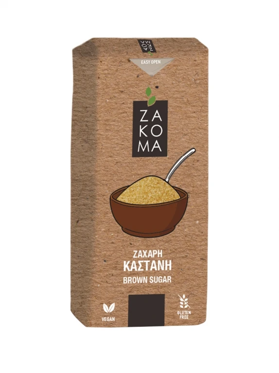 Ζάχαρη Καστανή Κιβώτιο ZAKOMA 1kg (6x1kg)